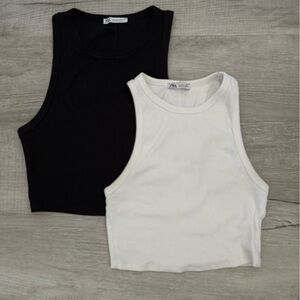 Zara Black and White Basic Ribbed Knitwear Set